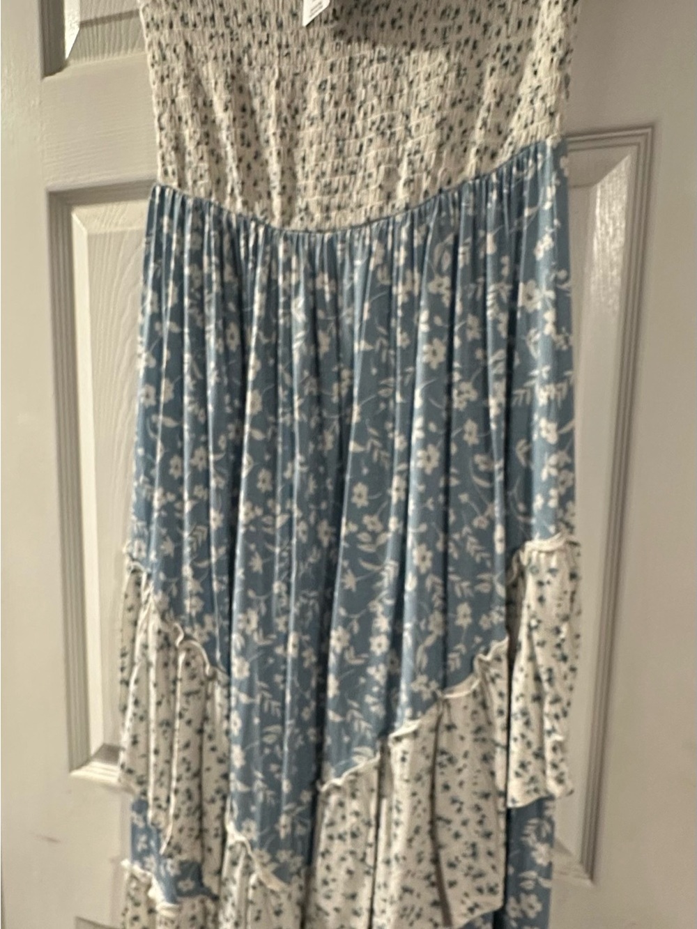 torrid NWT Blue & White Floral Smocked Tube Midi Dress - Picture 2 of 11
